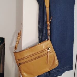 HOBO Mustard Leather Billie Crossbody Bag